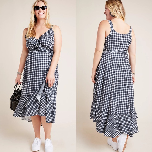 Anthropologie Allison Gingham Ruffle Wrap Dress - Picture 6 of 7